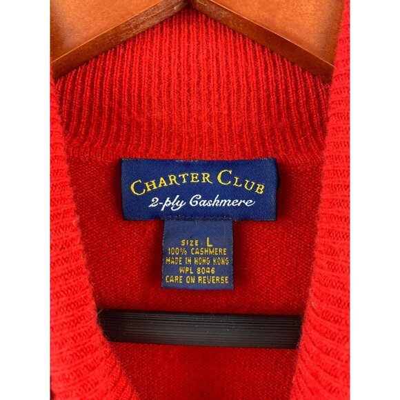Women's Charter Club Red Cashmere Sweater Size L - Picture 5 of 9